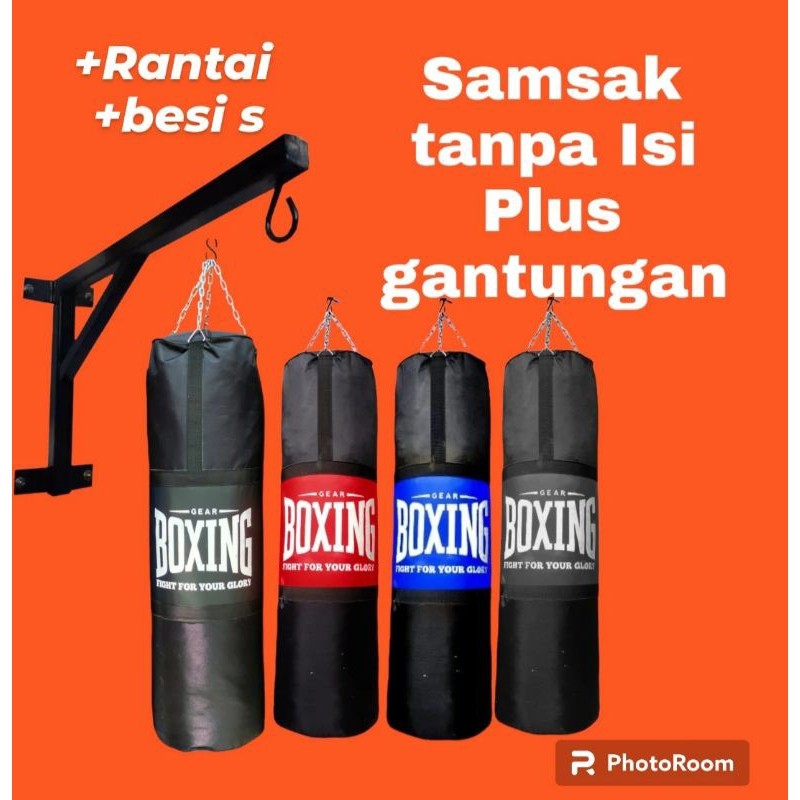 Samsak Tinju Tanpa Isi+Gantungan Samsak Tinju Alat Olahraga Muaythai Mma Boxing