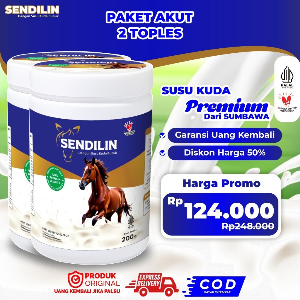 

Paket 2 Toples Susu Kuda Liar Sumbawa Sendilin kemasan 200gr - Untuk Atasi Masalah Paru - Paru dan Tulang