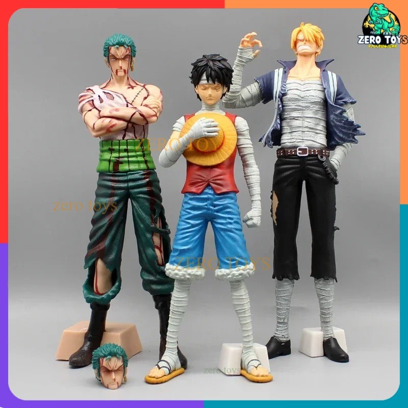 Action Figure One Piece 30cm – Zoro, Luffy, Sanji Pose Stand, Mainan Pajangan