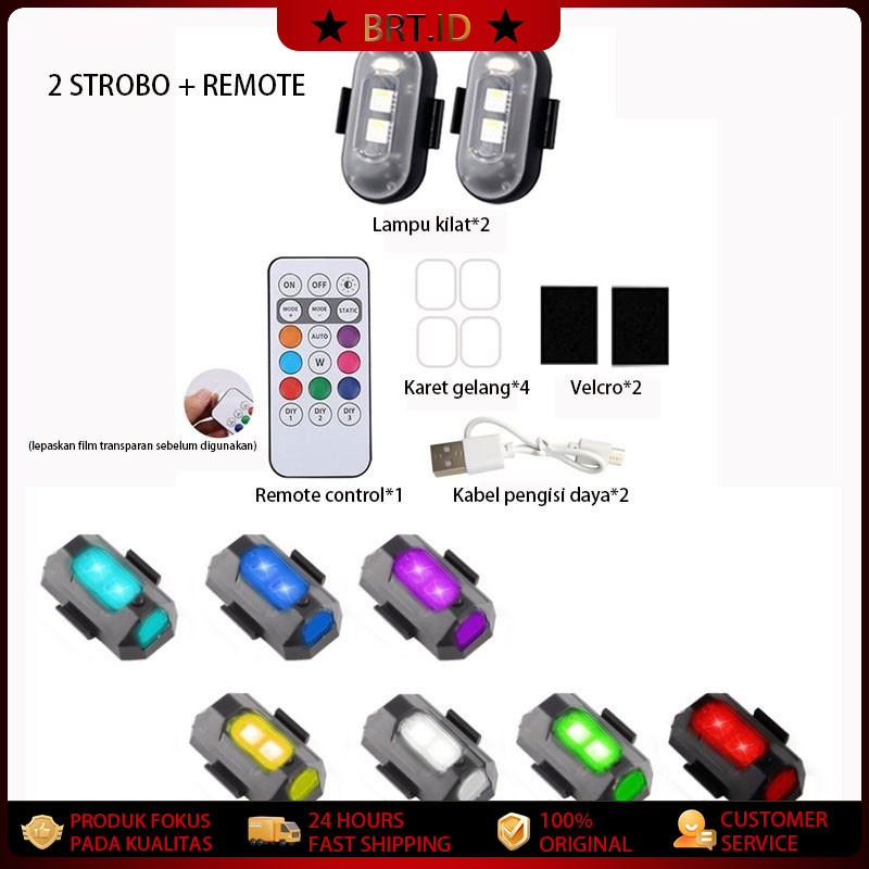 Lampu LED Pesawat Mobil Pesawat UAV Remote Control 7 Warna USB Pengisian Daya Kendali Jarak Jauh