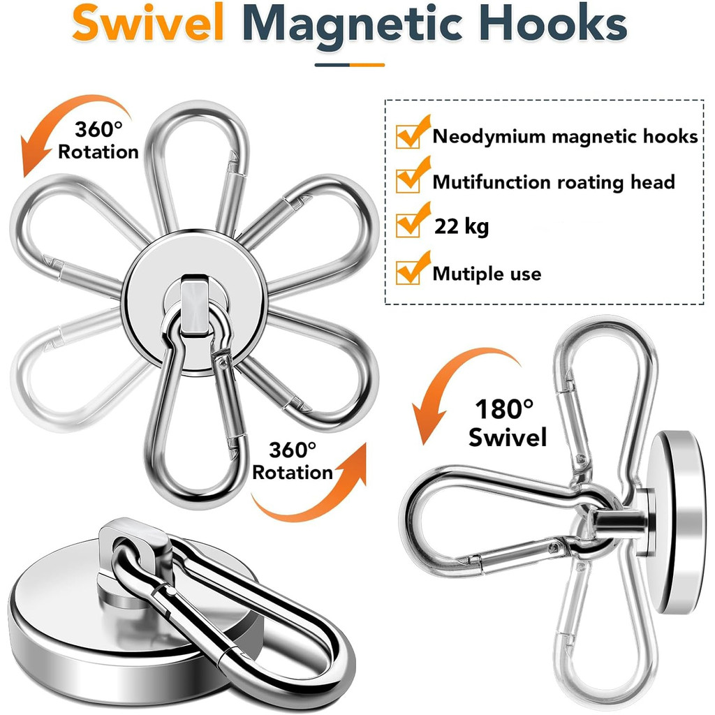 

Taffware Magnet Gantungan Serbaguna Carabiner Hook Neodymium 22kg - L25