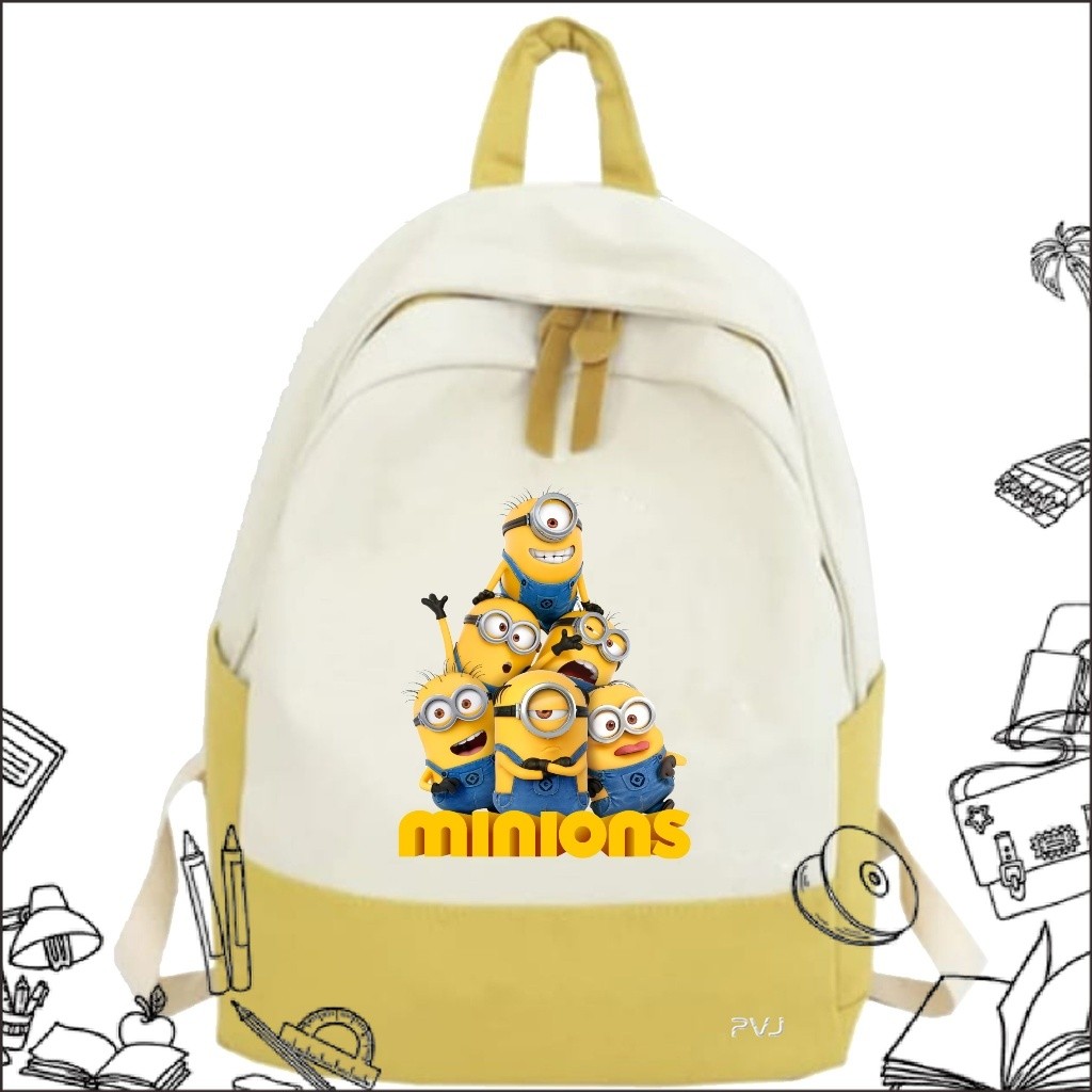 SC Terbaru Tas Sekolah Anak Perempuan Laki Laki SMP SMA Kuliah Ransel Original Backpack Minion Fashi