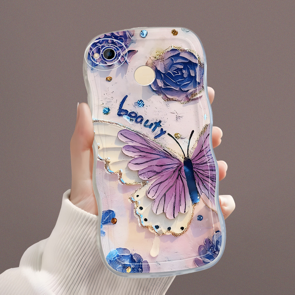 Xiaomi Redmi 4X Terbaru Untuk Phone Case Hp Casing Soft Handphone Purple Butterfly 5016 Softcase Sil
