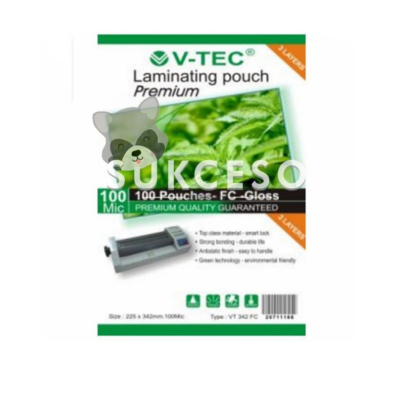 

Vtec Plastik Laminating F4 225 x 340mm / Plastik Laminating Ukuran F4