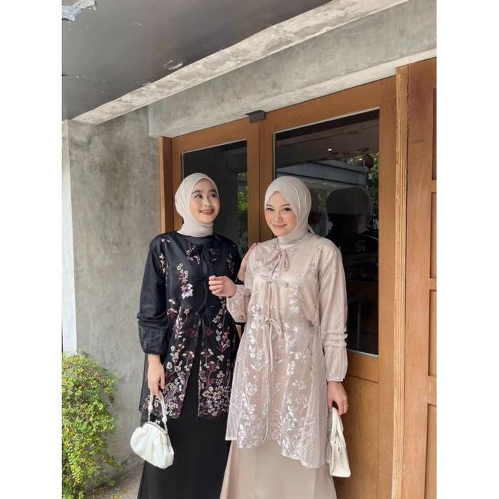 Dezhaf - Leora Outer Brukat / Outer Tile Bordir / Outfit Kondangan - Canna Sage Green