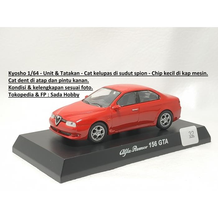 Kyosho Diecast Skala 1/64 Alfa Romeo 156 GTA Red Merah No Box Minus