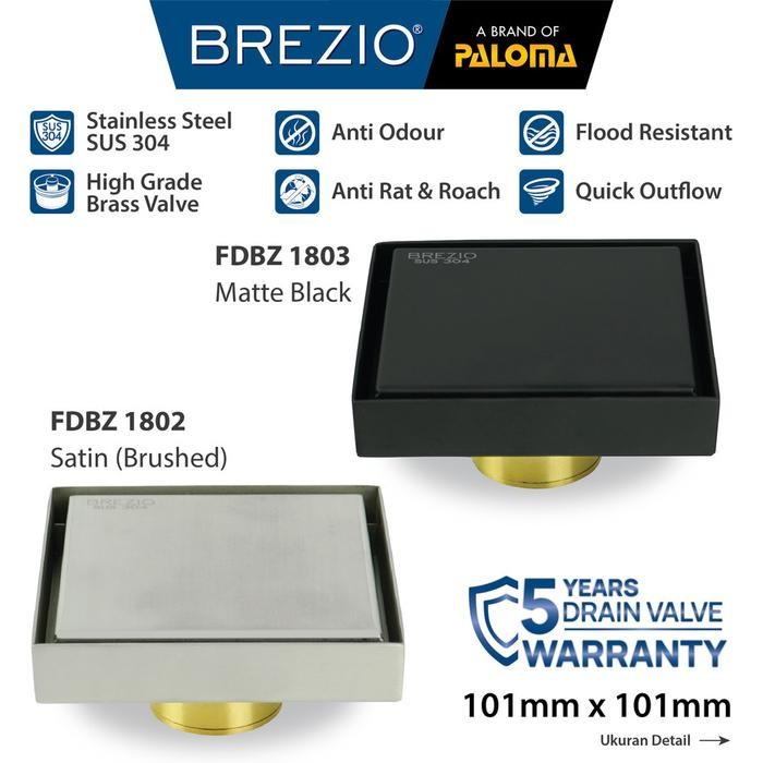 

BREZIO Floor Drain Strainer Saringan Got Kamar Mandi Anti Bau FDBZ 18 - FDBZ 1802 Satin
