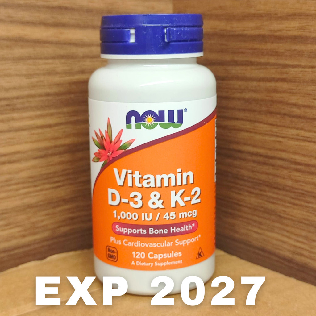 

Now Food Foods Vitamin D3 D-3 and K2 K2 1000 IU iu 45 mcg 120 veg cap D3K2 D3 K2