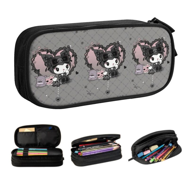 

Custom Kawaii Melody Kuromi Cartoon Lovers Pencil Cases for Boys Gilrs Large Capacity Pen Bag Box School Accessories