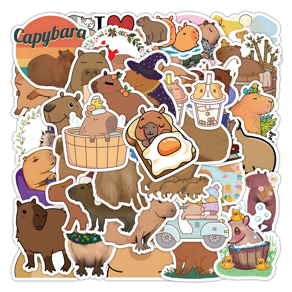 

50PCS Cartoon Cute Animal Capybara Sticker Graffiti iPad Desk Notebook Computer Pattern Scrapbook Toy Decoration
