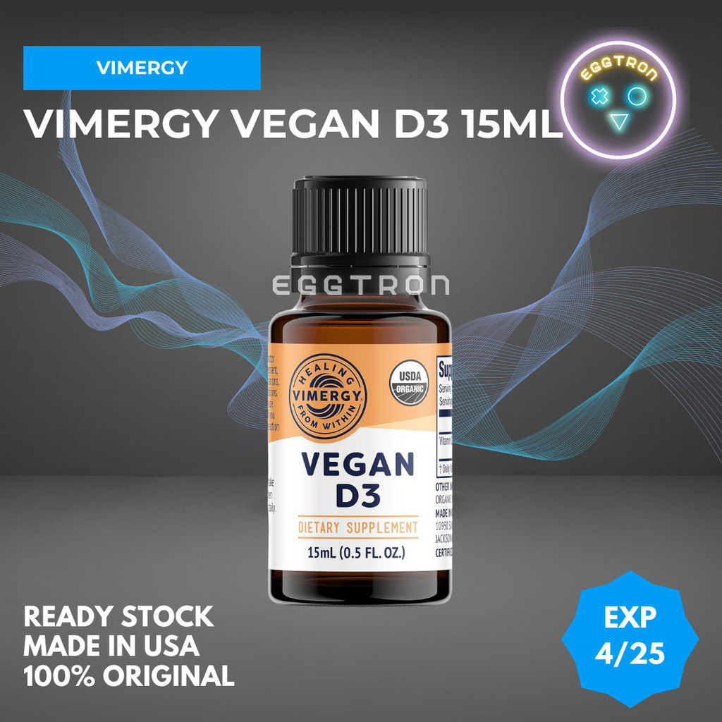 Vimergy Organic Vegan D3 1000mg 25mcg bone health immune 1000 mg cair 25 mcg liquid