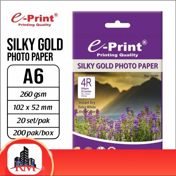 

Kertas Foto Silky Gold Photo Paper E-Print 260gsm 4R 102x152mm