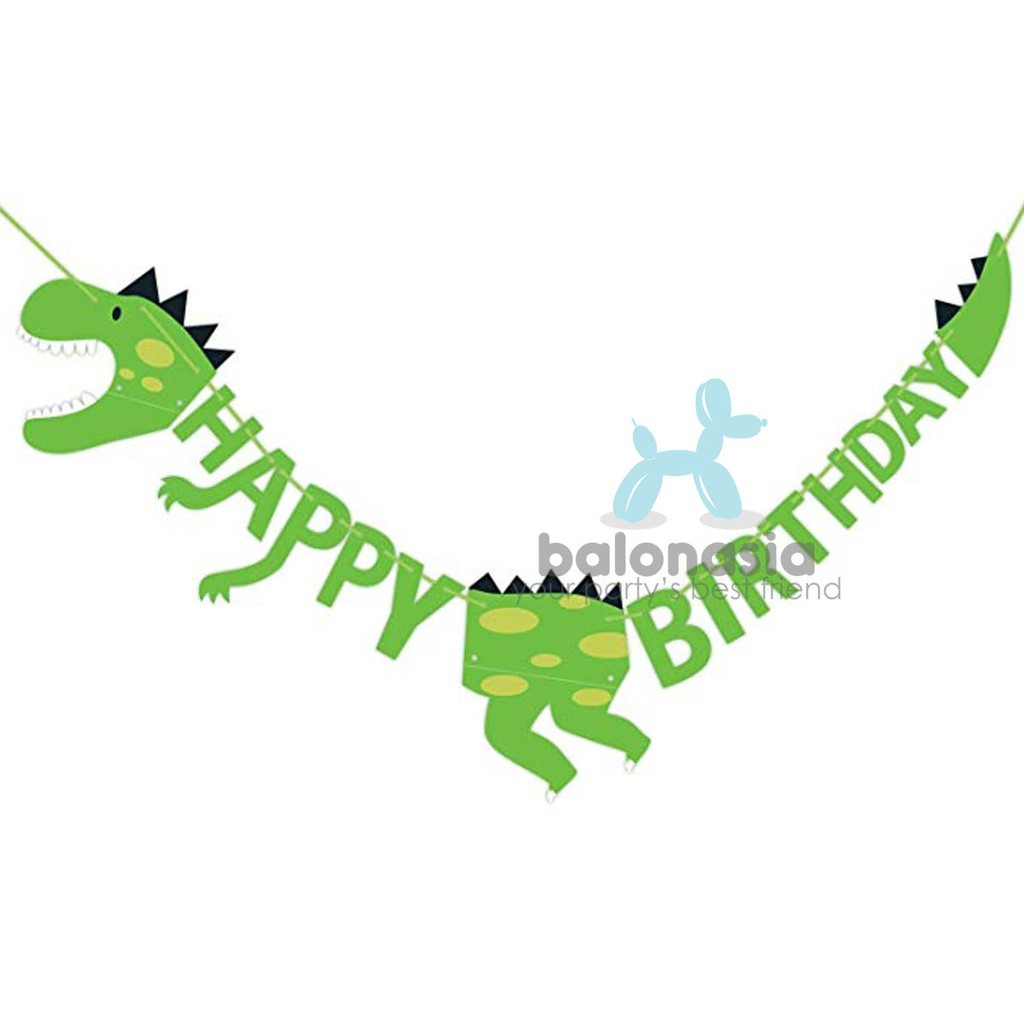Balonasia Banner Dino/dinosaurus Lucu Ulang Tahun Anak