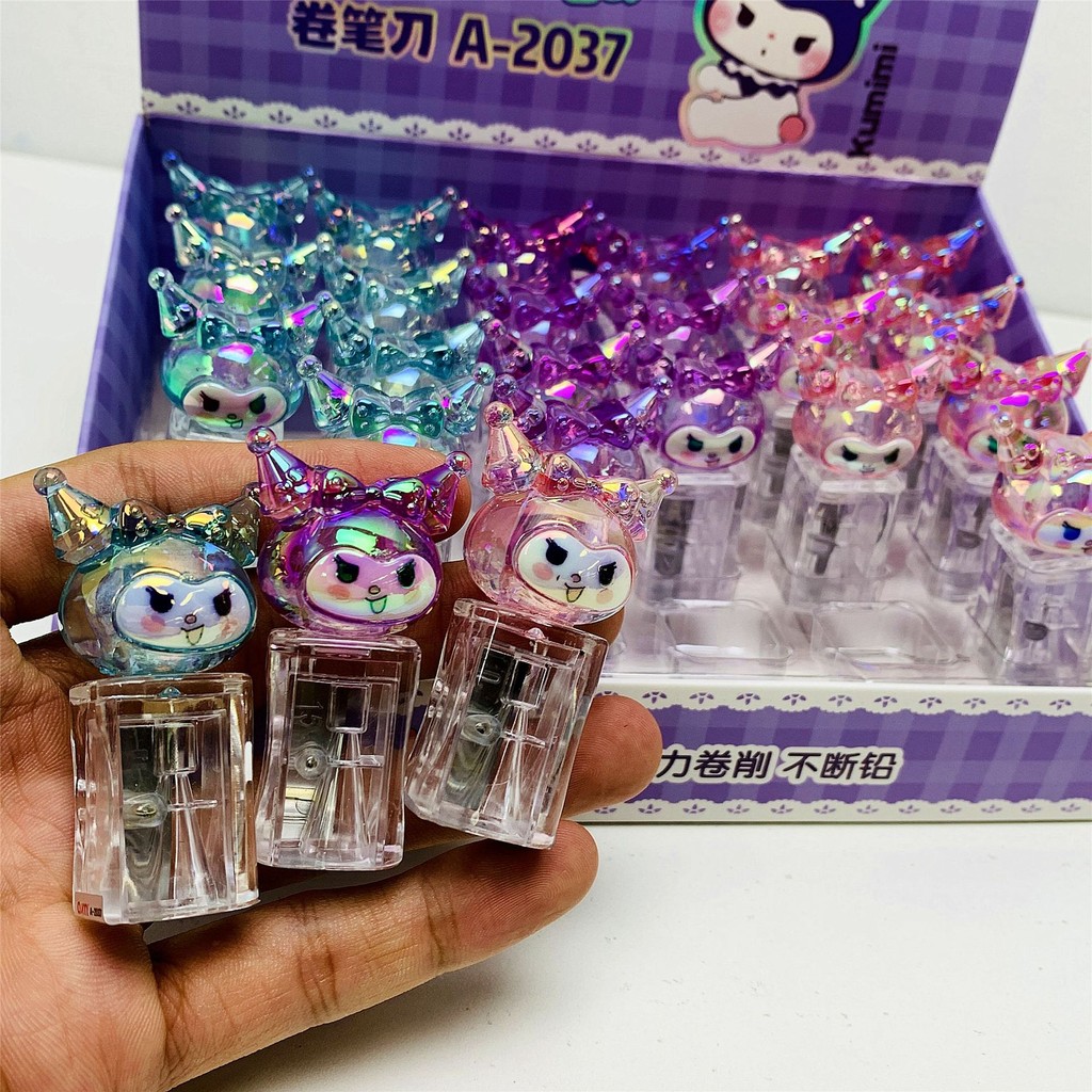 

24pcs Kuromi Modelling Crystal Laser Pencil Sharpener Mini Convenient Pencil Sharpenercartoon Single Hole Pencil Sharpener
