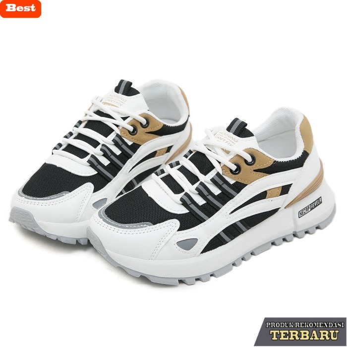 sepatu sneakers wanita lokal terkini LV0239 Sepatu Sneakers Wanita Sporty Import Motif Garis Necap R