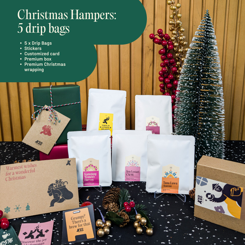 

Hampers Natal Kopi Estetik 2024 | Christmas Hampers | Kado Natal Unik - 5 Drip Bags Speciality Coffee - Koro Roasters