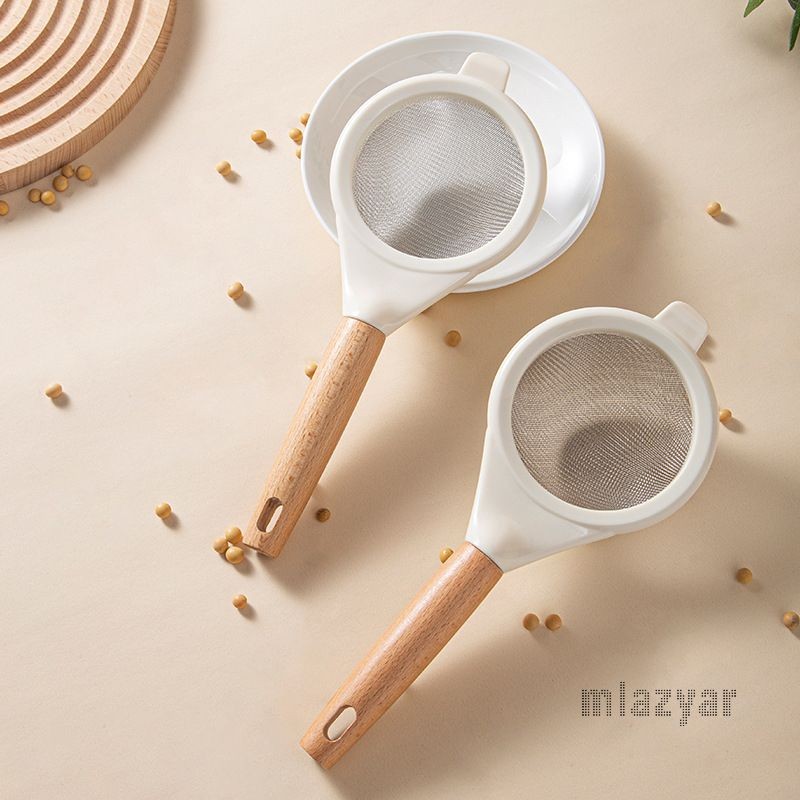 

miazyar ⭐COD⭐ Wooden Strainer / Saringan Teh Kopi Serbaguna / Saringan Stainless Steel Gagang Kayu / Saringan Jeruk Jus Ayakan Terigu