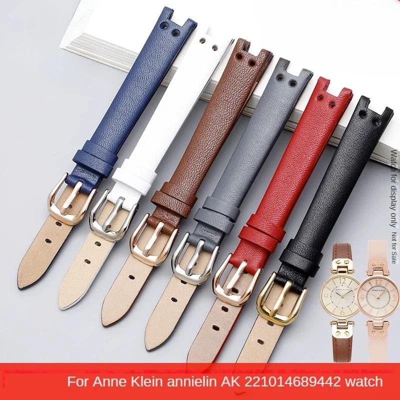 Genuine Leather Durable Waterproof Watch Band Women for Anne Klein  AK 2156 2157 Ak2618rgbk Replace 