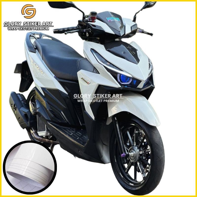 Skotlet Putih Glossy Sticker Scotlite Motor Putih Glossy Untuk Motor