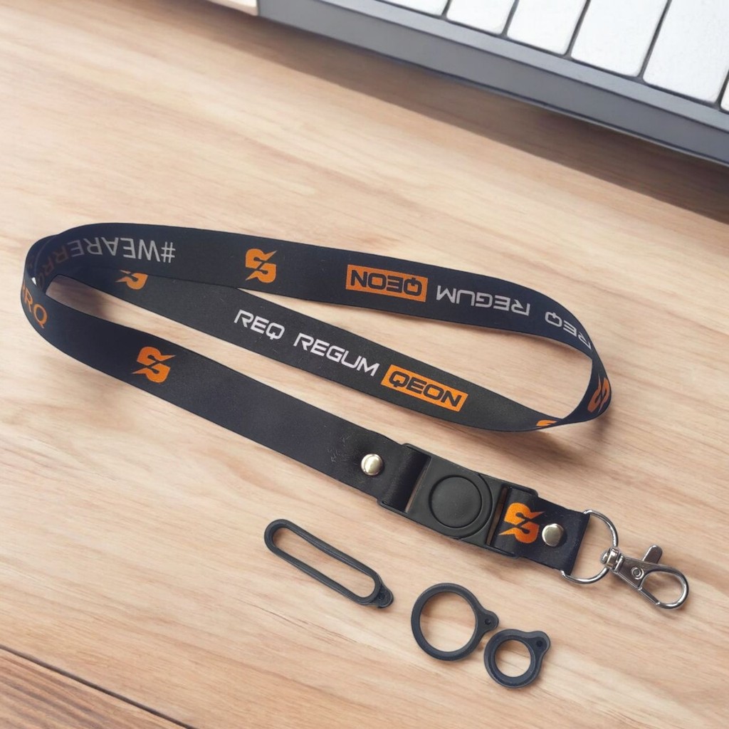 

Lanyard 2 Cm Motif REG REGUM BLACK Name Tag Bonus 3 Karet