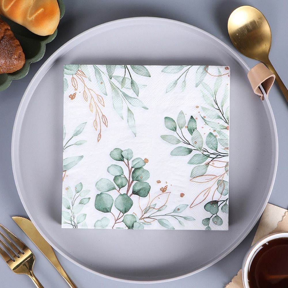 

Colorful Cartoon Eucalyptus Leaf Paper Soft Colorful Printed Paper Creative Family Banquet Plant Style Napkins
