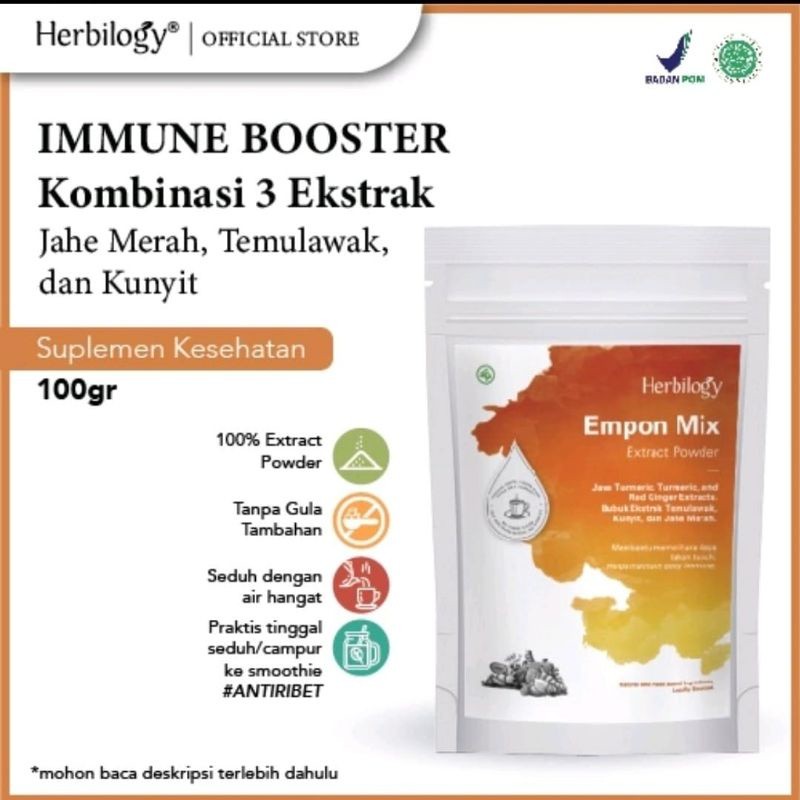 

HERBILOGY EMPON MIX (EXTRACT TEMULAWAK, KUNYIT, JAHE MERAH ) POWDER 100GR