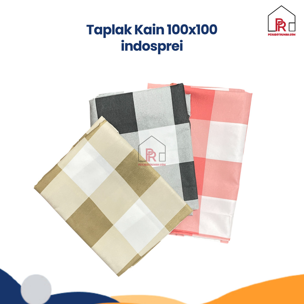 Taplak Meja Bahan Kain Panjang 140x200 cm / Alas Meja Makan Motif Kotak