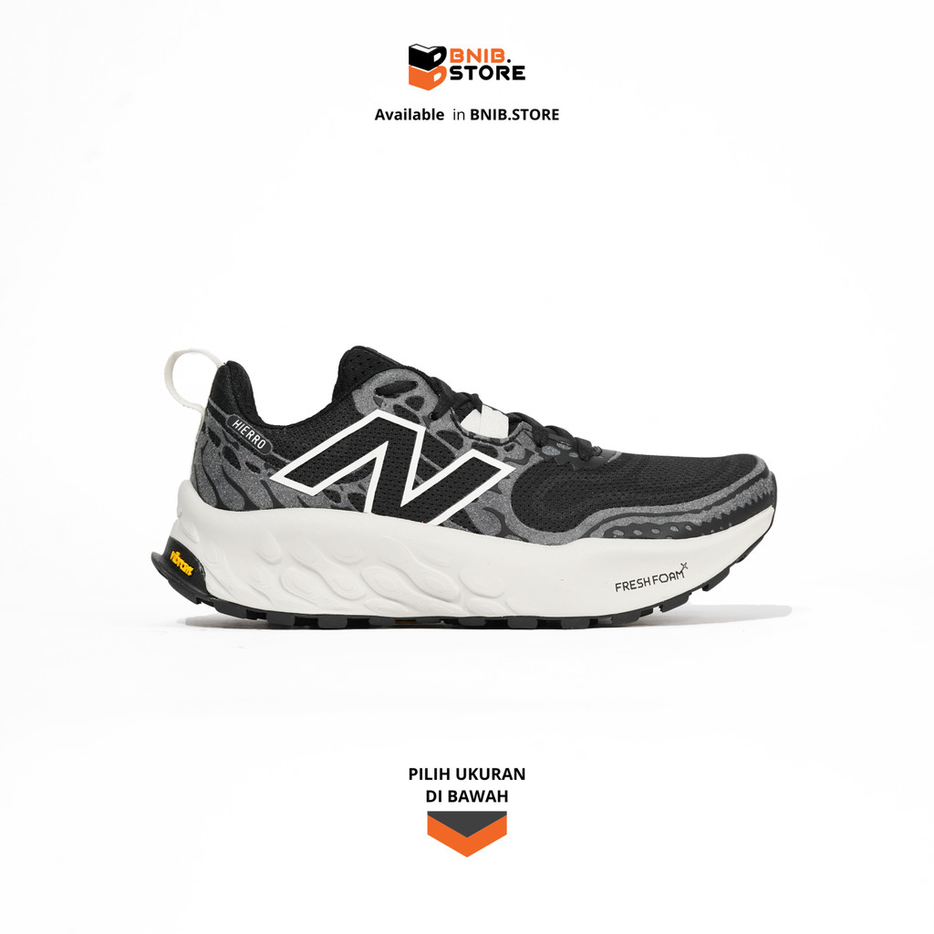 Sepatu Lari Trail NB W Fresh Foam X Hierro v8 Black White [WTHIERK8] Original