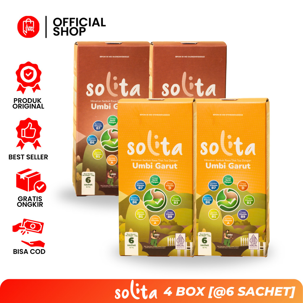 

solita Umbi Garut Paket HEMAT 4 Box isi 6 Mix, 2 Box rasa Cokelat & 2 Bo rasa Thai tea