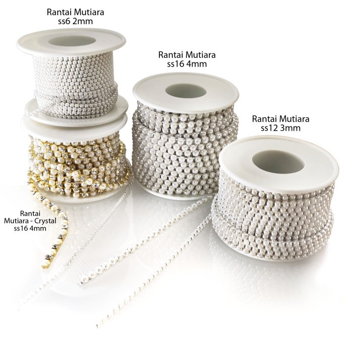 Crystal Austria Rantai Mutiara Payet 2mm 3mm 4mm - Mutiara 2mm