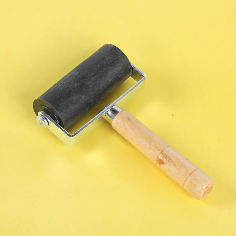

6/10 cm Hard Roll Rubber Roller Wooden Handle Roller Karet Untuk Printmaking