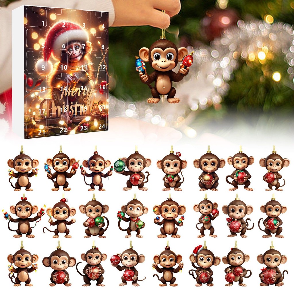 

Christmas Tree Monkey Pendant Advent Calendar 2024 24 Day Christmas Countdown Calendar For Cat Lovers 2D Analog Timer Silent