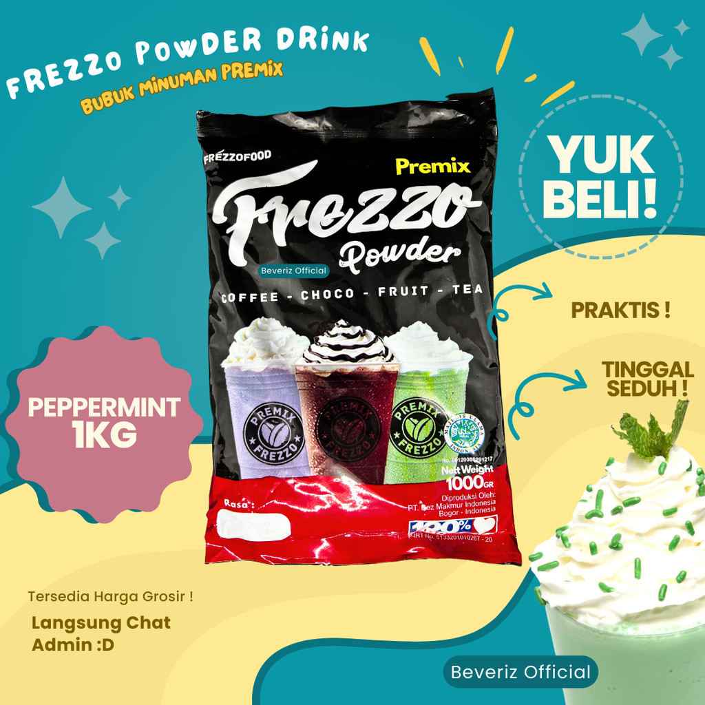 

BEVERIZ Frezzo Bubuk Minuman Rasa Peppermint | Peppermint Boba Powder 1Kg / 1000gram {Bisa COD} {tersedia harga grosir}