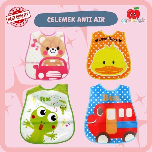 Celemek Bayi Karakter Celemek Anti Air Celemek Waterproof Celemek Anak kancing Belakang Celemek Anak