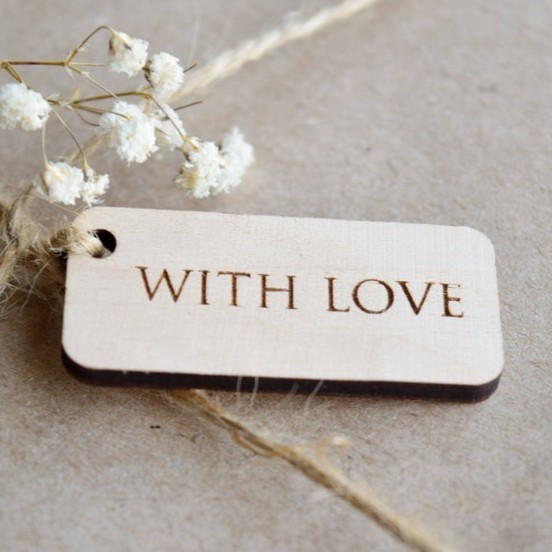 

Custom Hang Tag Kayu Rectangle Grafir Gift Tag Wooden Hiasan Hadiah - 8 x 2 cm