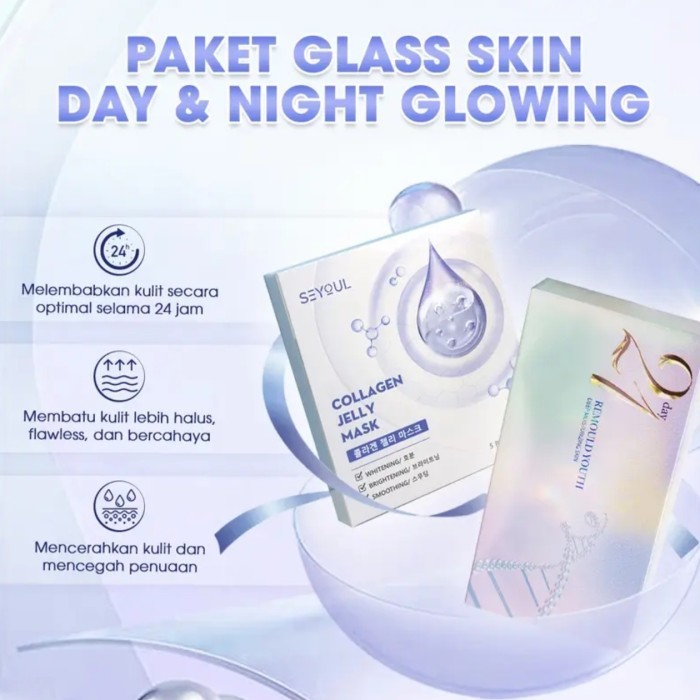 Set Perawatan Wajah Malam Masker Jelly Kolagen Essence 21 Hari Mencerahkan Melembabkan