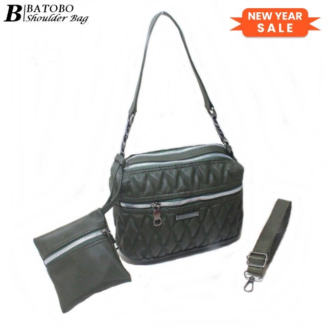 Tas Bahu bisa selempang 1766 Bahan Nilon 2 ruang Terbaru kuliah kerja kantor ibu simpel elegan termu