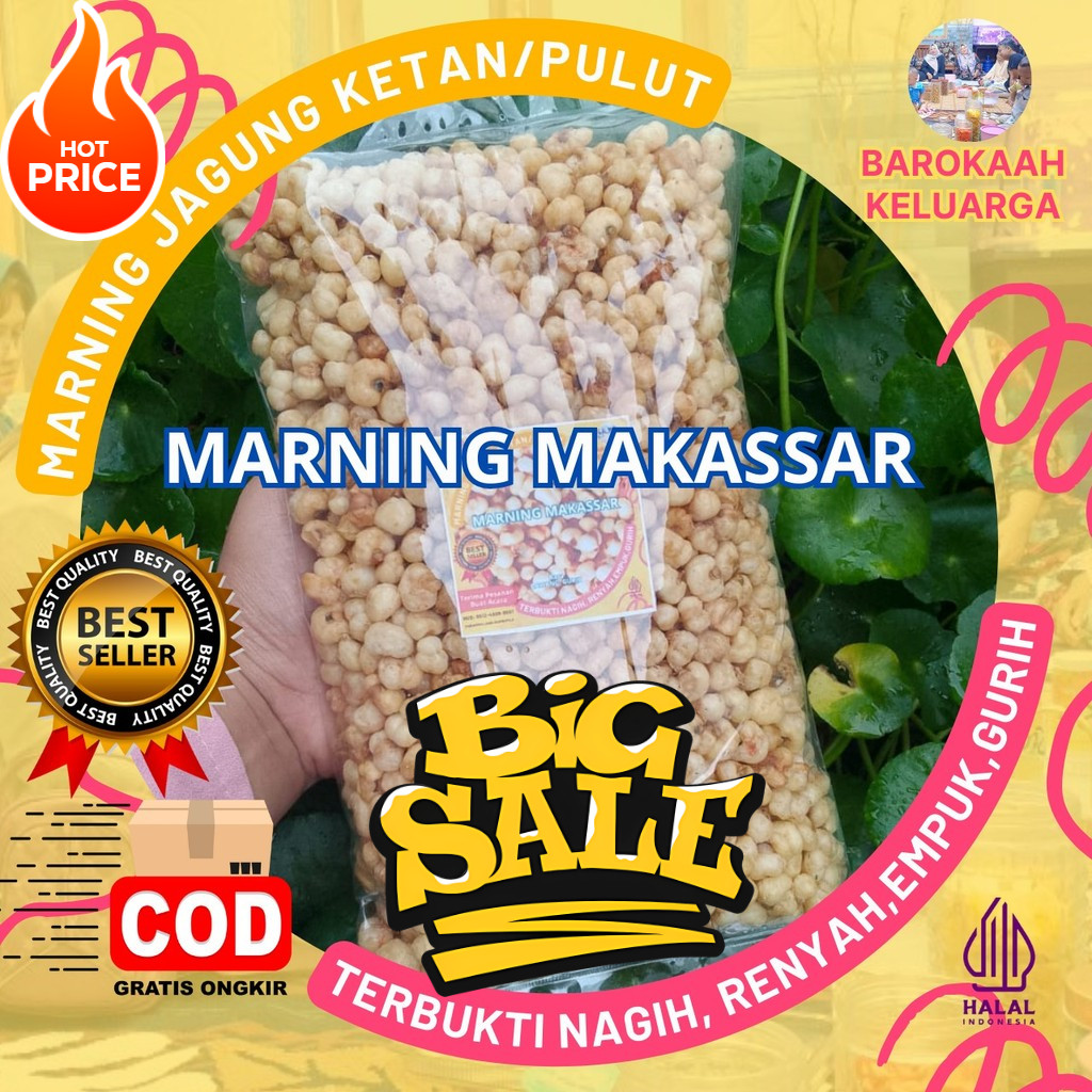 

1 Kg Makaroni Marning JAGUNG Sultan /Jagung MARNINGN Ketan Pulut /Marning JAGUNG Gurih Asin Bawang Terbukti Empuk Renyah Gurih, Harga Spesial