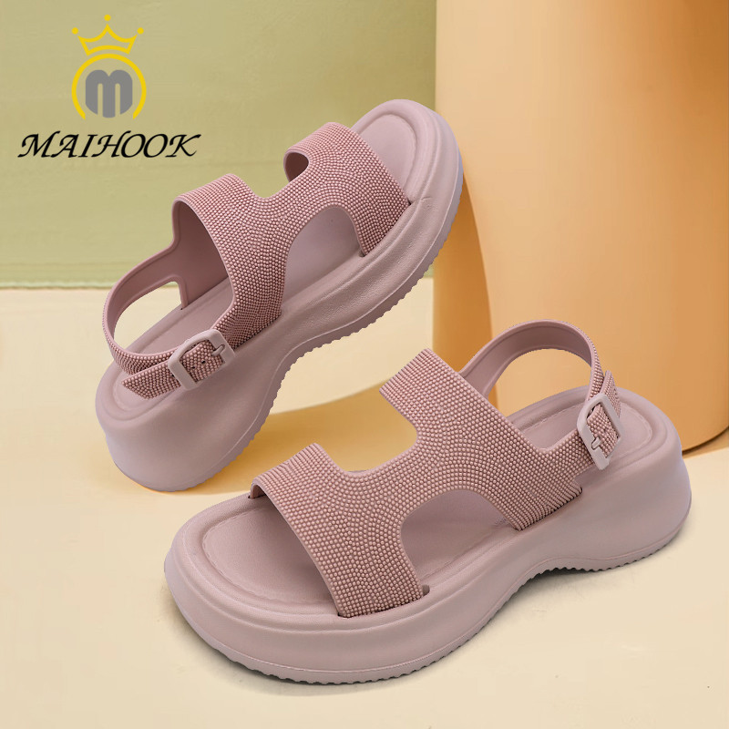 MAIHOOK Sandal Wanita Tali Belakang Empuk Sendal Gunung Korean Cewek Sandal Slop Wedges Korea Premiu
