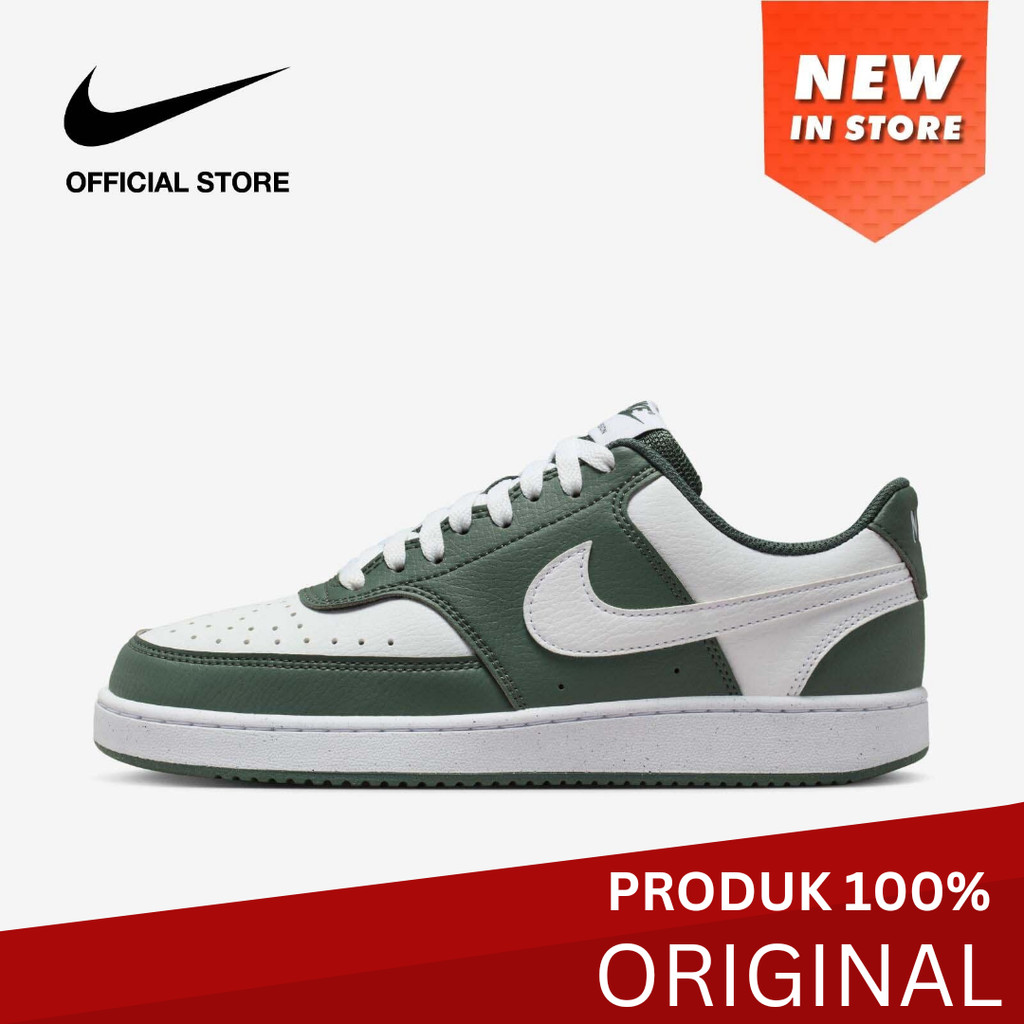 Nike Women's Court Vision Low Next Nature Shoes - Vintage Green [DH3158-300] Original Sepatu Kualita