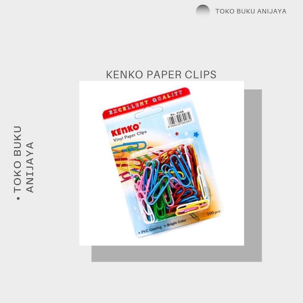 

PAPER CLIPS WARNA KENKO 3100 1SET ISI 100 PCS Kantor