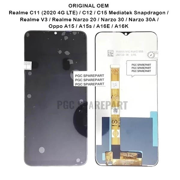 Original OEM LCD Touchscreen Fullset Realme C11 ( C11 2020 4G LTE) / C12 / C15 Mediatek Snapdragon /