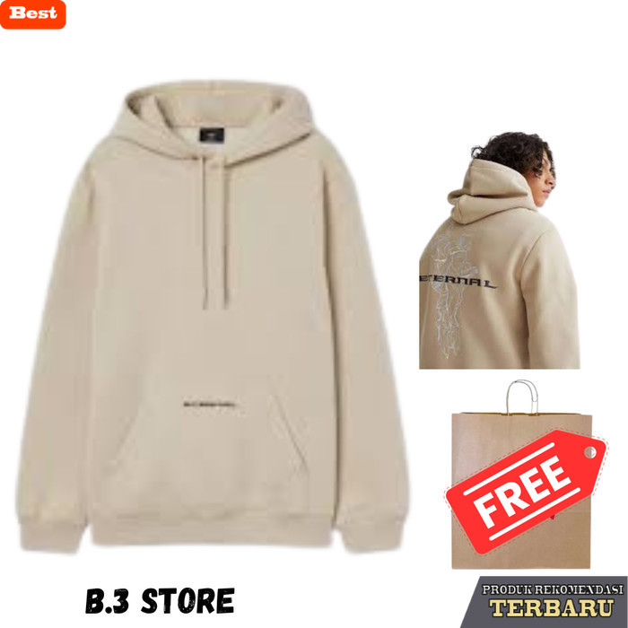 hoodie pria keren Hoodie Jaket H&M Eternal Cream Pria Wanita Fulltag - Cream, M