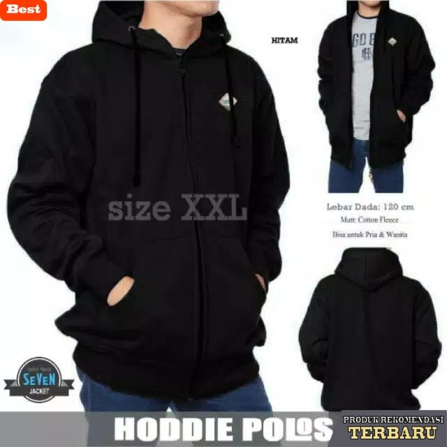 hoodie pria keren Jaket Hoodie Polos Pria Bahan Fleece Tebal XXL