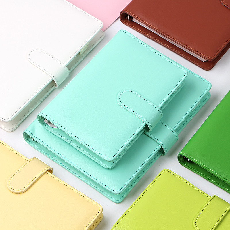 

A5/A6 Color Macaron Leather Spiral Notebook Cover Office Organizer Stationery Binder Notepad