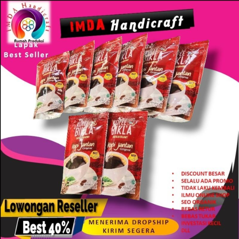 

IMDA HANDICRAFT PAKET 8 PCS KOPI BIKLA JANTAN ASLI KOPI ROBUSTA JEMBER 125 GRAM