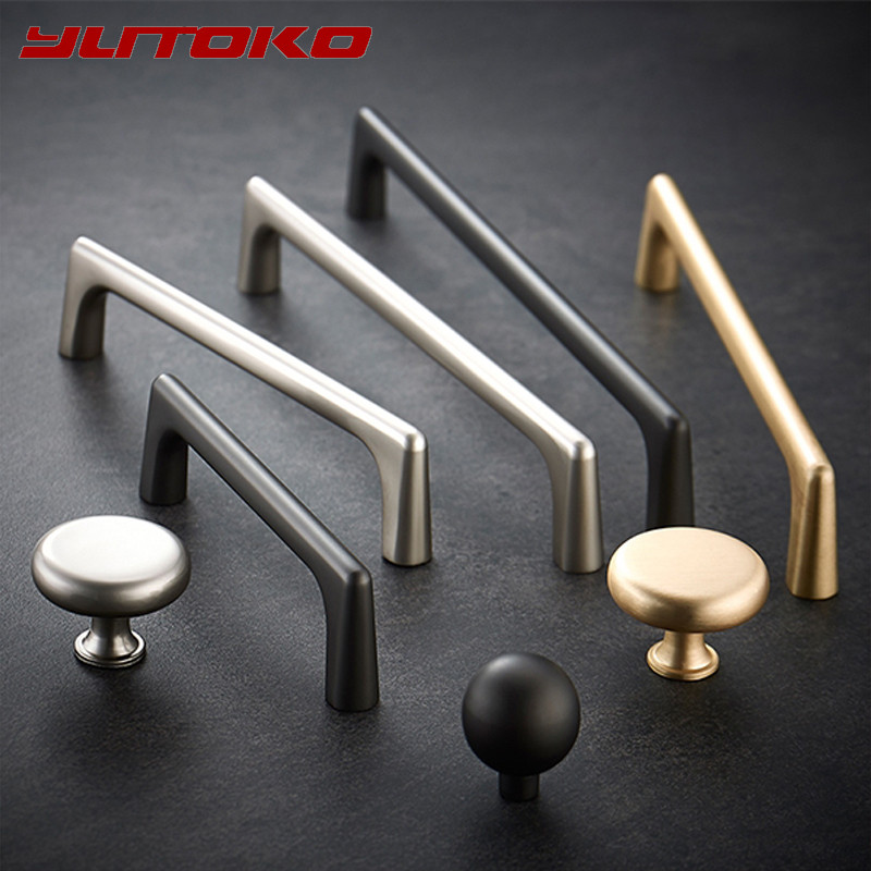 

YUTOKO Cabinet handle Pearl Gray Brass Gold Cabinet Door Handles Zinc Alloy Drawer Knobs Pulls Kitchen Furniture Handle Hardware