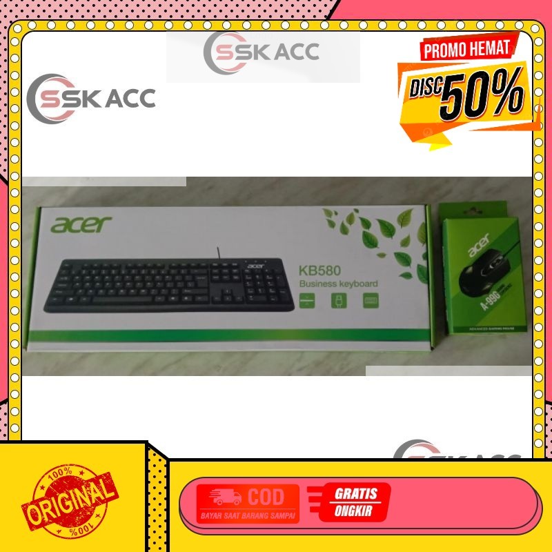 Keyboard And Mouse Combo ACER KB580 - A99G / Acer Keyboard + Mouse Set GROSIR-KOMPUTER