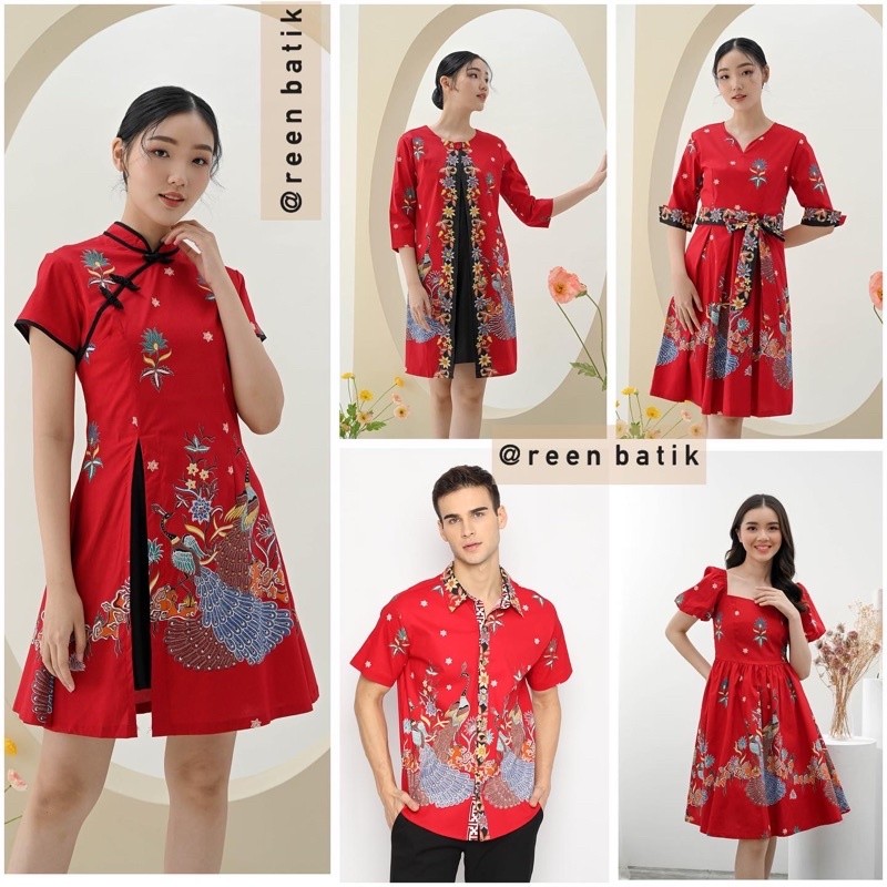 KEBAYA MODERN KEREN KEKINIAN BUAT KONDANGAN KARTINI / Batik Couple Set Family BBC Warna Merah Edisi 