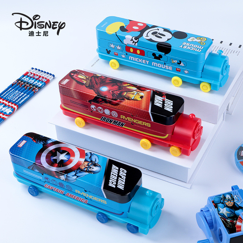 

Disney Kids Learn Pencil Case Cartoon Double-Decker Train Multi-Functional Creative Elementary School Metal Pencil Case